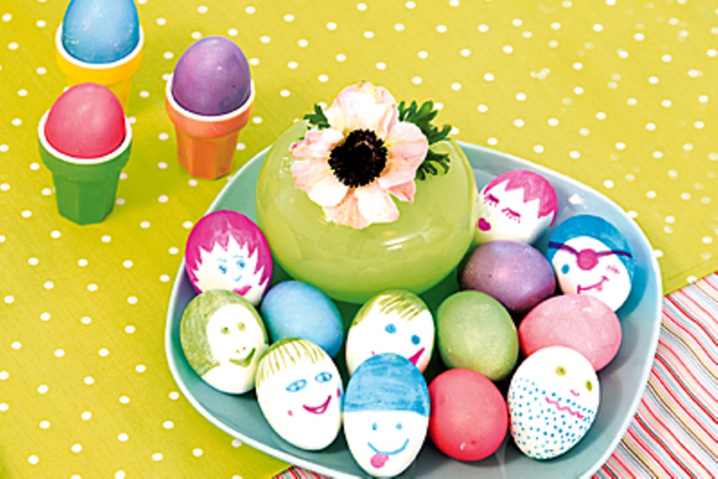 Bastelideen für Ostern: Eier mit Gesichtern