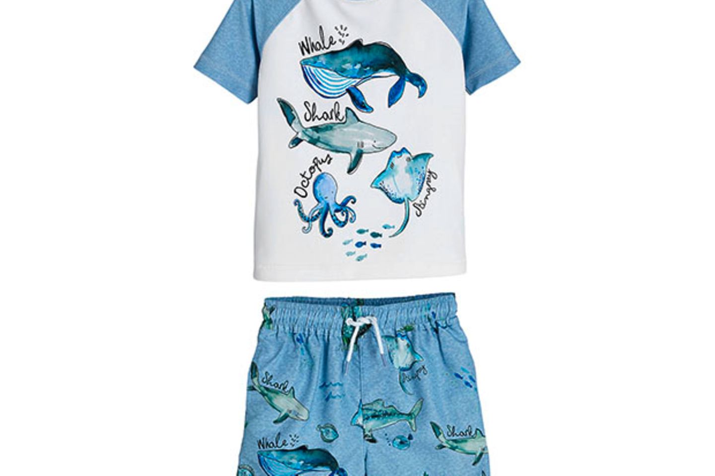 Schwimmset Hose + Shirt mit Meerestieren-Print
