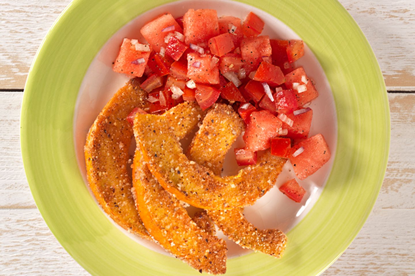 Kürbisspalten mit Salsa