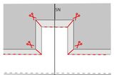 Variante A/B: Schneide die Ecken diagonal bis zur Naht ein.