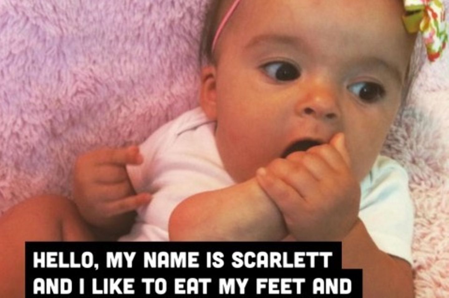 Hallo, ich heiße Scarlett. Ich esse am liebsten meine Füße und nicht viel anderes.