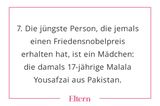 Die Kinder- und Frauenrechtsaktivistin engagiert sich für Themen wie den Zugang zu Bildung, wie erst kürzlich am 11. Oktober, dem Welt-Mädchentag im Gespräch mit Prinz Harry und Herzogin Meghan. Sogar ein Theaterstück gibt es inzwischen über die Geschichte der 23-Jährigen, die aufgrund ihres Kampfs um Bildung ein Attentat erlitt und es überlebte.  