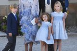 Prinz Nicolas, Prinzessin Adrienne und Prinzessin Leonore mit ihren Eltern bei der Taufe von Prinz Julian