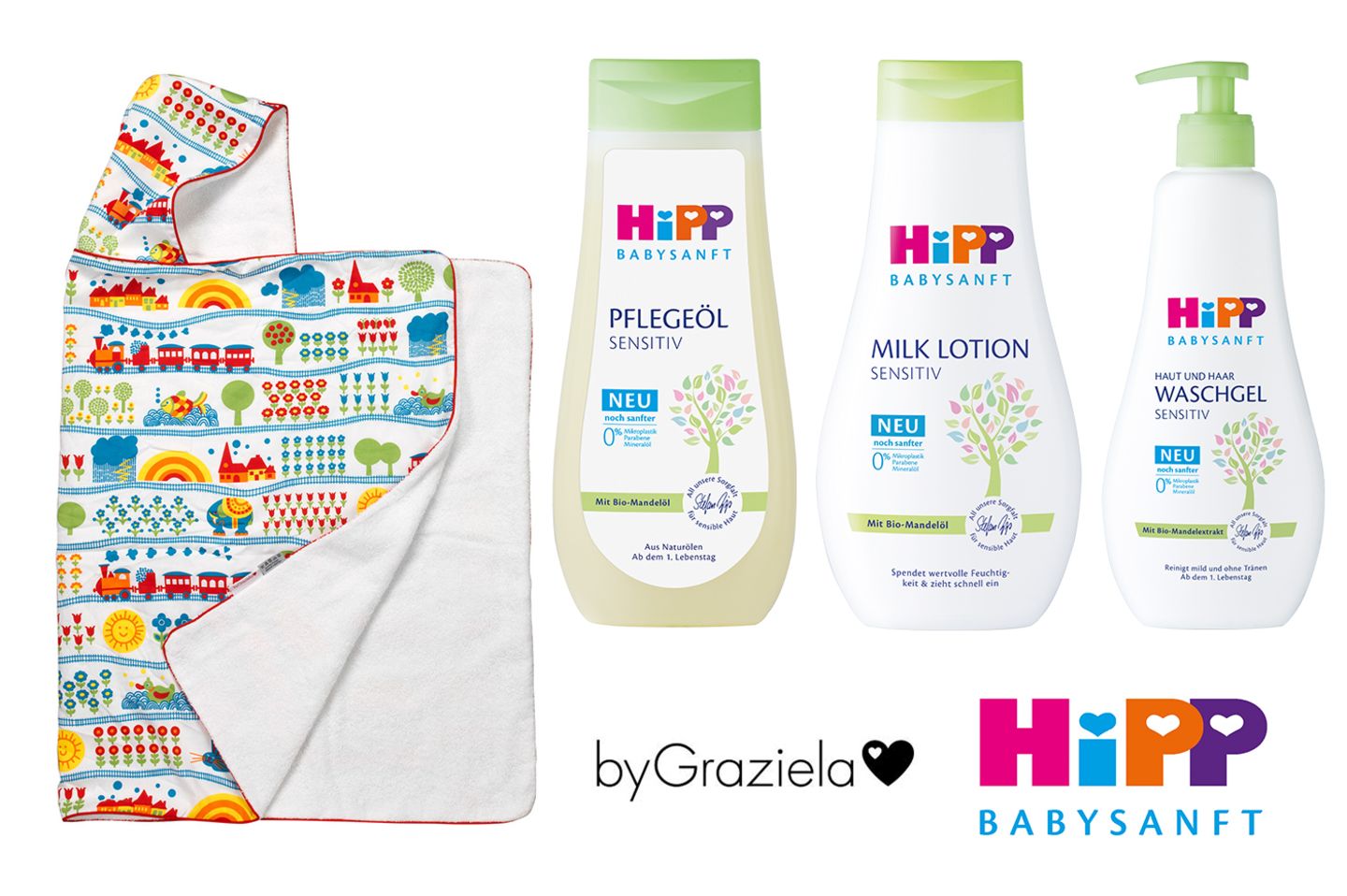 Super Kombination: HiPP Babysanft Pflegeprodukte und Kapuzenhandtuch byGraziela