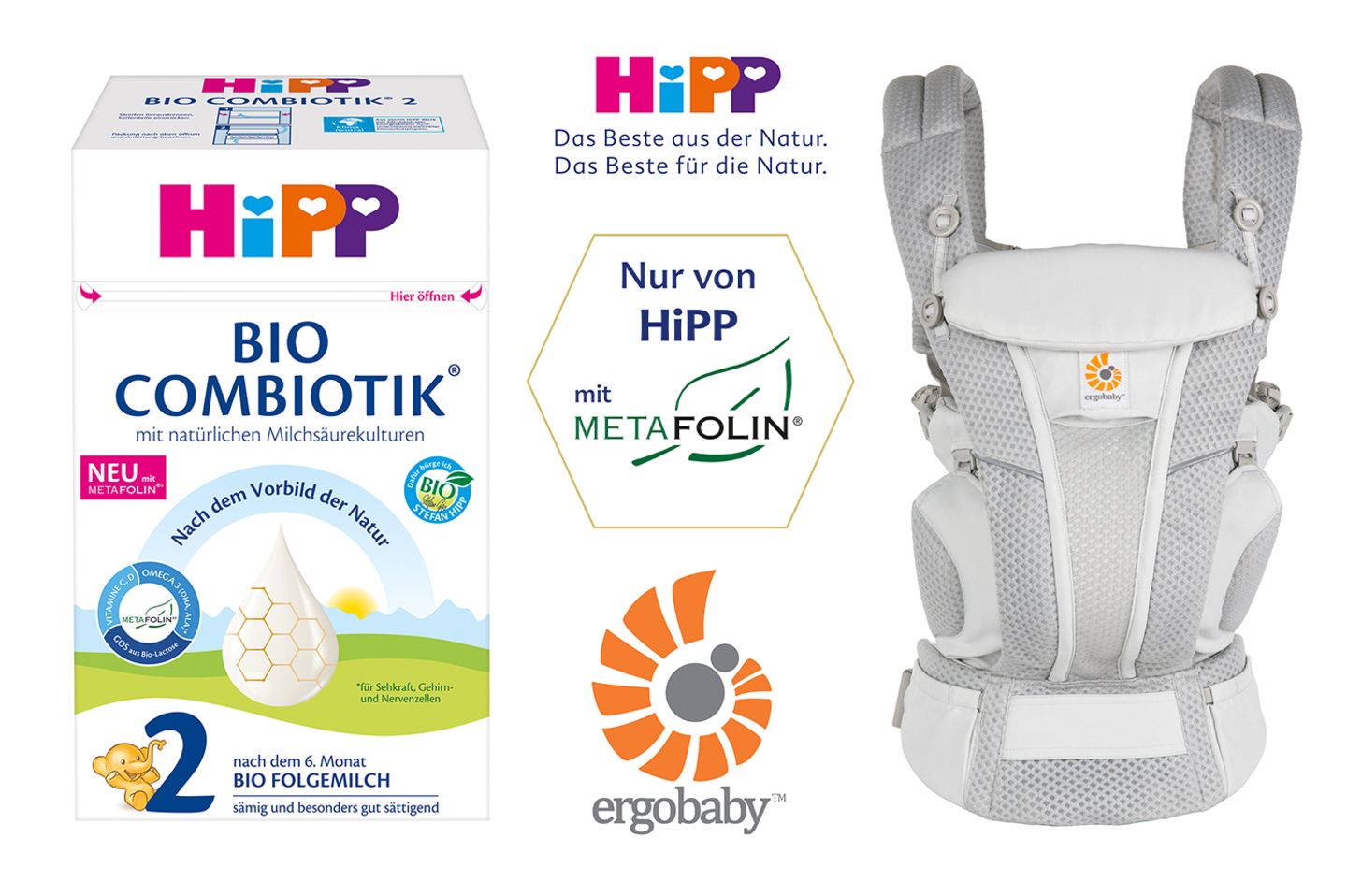 Gewinnspiel: Nach dem Vorbild der Natur: HiPP 2 BIO COMBIOTIK® Folgemilch und Ergobaby Omni Breeze Babytrage