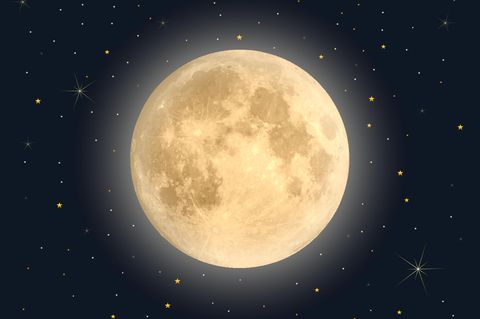 Mondzeichen: strahlender Mond vor einem dunklen Himmel