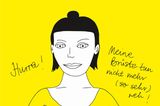 Comic Schwanger schafft: Frau mit schmerzenden Brüsten