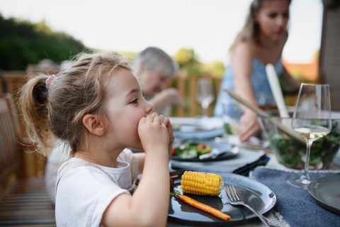 Familienkolumne: Eine Familie ist Gemüse beim Grillen