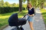 Promi-Eltern: Viviane Geppert mit Kinderwagen