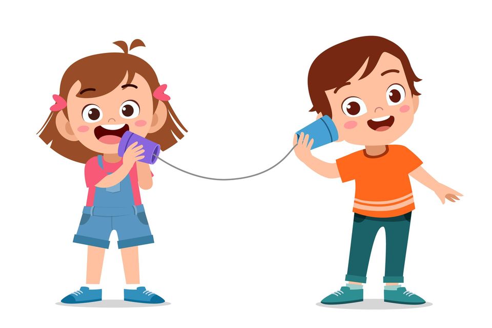 Illustration: Kinder mit Dosentelefonen